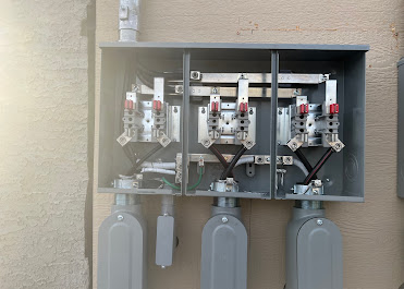 Triple meter stack installed for multi-unit property, code compliant